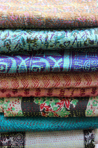 <b>Vintage</b> Kantha Silk <b>Scarf</b> Reversible 100 Percent Silk Sari Saree Wrap Indian Dupatta Boho Shawl Gifts Wholesale Handmade Premium - Product Image 3