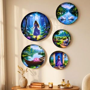 Ensemble de 5 plaques murales décoratives en métal pour la décoration de la maison, art mural suspendu coloré pour le salon, la chambre et le bureau - Product Image 5