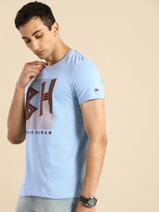 Camisa Casual de Hombre, Azul Claro, Cuello Cruzado, Tejida, 100% Algodón Ecológico, Manga Corta, Transpirable, Verano, ODM - Product Image 3