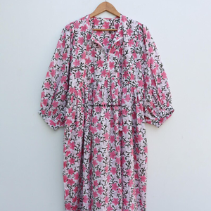 Beautiful floral Cotton Block Printed dress Dress For Casual wear Hand Block Printed Dress - Product Image 2