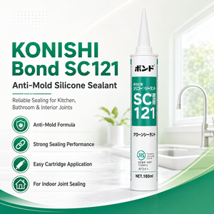 Sellador de <span class=keywords><strong>Silicona</strong></span> Blanco Konishi Bond SC121 180ml, Adhesivo Impermeable y <span class=keywords><strong>Antimoho</strong></span> para Cocina, Construcción y Carpintería - Product Image 3