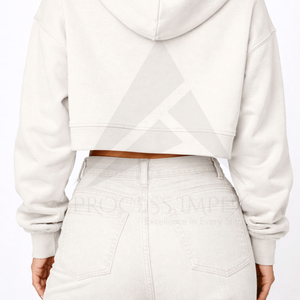 Sudadera Corta Blanca para Mujer, Manga Regular, Color Sólido, Tejido de Algodón, Informal, para Otoño - Product Image 6