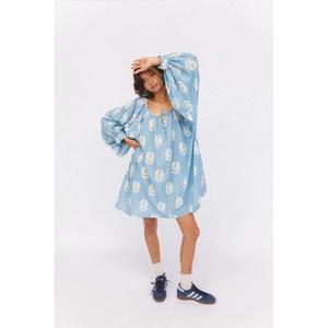 Vestido Mini Ria de Algodón 100% Hecho a Mano de Forma Ética - Ecológico y Transpirable, Cómodo, Suave y de Corte Holgado - Product Image 3