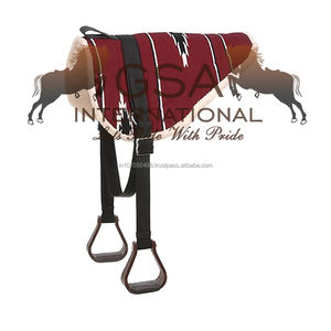 Couverture de selle traditionnelle Navajo à motif, tapis de selle pour monture sans selle, rembourrage épais en mousse et doublure en polaire, avec sangle de selle et étrier. - Product Image 4