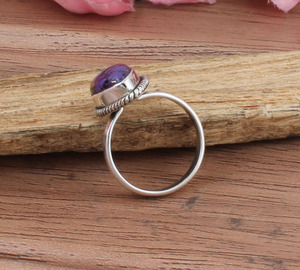 Natural Purple Copper Turquoise <b>Ring</b> 925 Sterling Silver Mojave Turquoise Boho <b>Statement</b> Wedding Jewelry <b>for</b> <b>Women</b> - Product Image 3