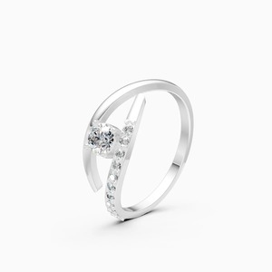 Bague solitaire ronde avec diamants de laboratoire de 0,39 carat en or jaune 9 carats, or blanc, or rose - Product Image 2