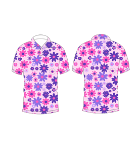 เสื้อโปโลพิมพ์ลายดอกไม้สีชมพูม่วงสำหรับผู้ชาย แบบสั่งทำพิเศษ แขนสั้น ระบายอากาศได้ดี น้ำหนักเบา เหมาะสำหรับใส่เล่นกอล์ฟในฤดูร้อน - Product Image 3