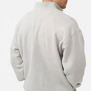 Sudadera con cremallera de 1/4 para hombre, estilo casual, corte holgado, cuello simulado, hombros caídos, manga larga - Product Image 3