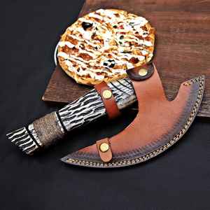 Couteau à pizza Viking en acier haute teneur en carbone de qualité industrielle, fait main, avec étui en cuir fin, forgé à la main - Product Image 6