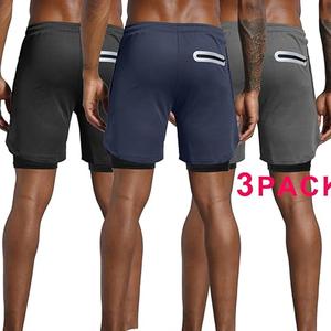Pantalones Cortos Deportivos para Hombre 2 en 1 con Forro de Compresión, Pantalones Cortos de Gimnasio con Bolsillo para Teléfono, Proveedor Mayorista OEM - Product Image 3