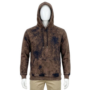 <b>Men's</b> <b>Tie</b>-Dye Hooded Fleece Pullover Sweatshirt Zipper Front Breathable Eco-Friendly Regular Fit Winter Casual Brown/<b>Black</b> - Product Image 2