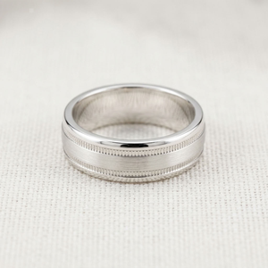 925 Silver Rhodium Plated Classic Wedding <b>Ring</b> Milgrain Inlay Band Wide Comfort Fit <b>for</b> <b>Men</b> Women - Product Image 3