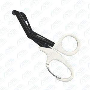 Ciseaux médicaux blancs ou noirs avec mousqueton, 7,5 pouces, ciseaux à pansements, ciseaux de traumatologie, lames antiadhésives revêtues de fluorure - Product Image 3