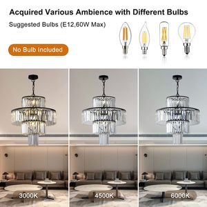 Lampadario di cristallo moderno di lusso nero 19.7 pollici lampada a sospensione per sala da pranzo camera da letto soggiorno - Product Image 5