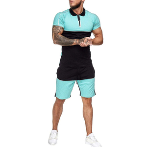 Conjunto de Shorts Casuales de Verano para Hombre, Camisas con Cierre de Cremallera de Secado Rápido con Estampado, Estilo Urbano, Conjunto de Polo y Shorts - Product Image 3