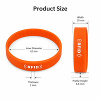 Bracelet RFID en silicone pour contrôle d'accès et identification, confortable pour la gym, 13,56 MHz, 125 kHz