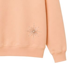 Sudadera con Capucha Extra Grande para Mujer, Diseño de Ondas con Pedrería Rosa Melocotón, Sudadera de Felpa Premium, Ropa Casual de Calle, Personalizable - Product Image 6