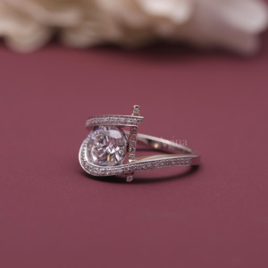 IGI Certified Lab Grown Diamond <b>Open</b> Bypass <b>Ring</b> Solid 925 Sterling Silver Round Cut Diamond Statement <b>Ring</b> for Women - Product Image 5