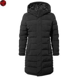 Manteau long matelassé pour femme avec capuche, doudoune d'hiver, vêtement d'extérieur pour temps froid - Product Image 5