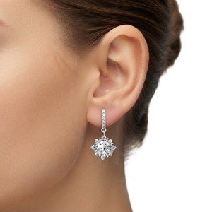 Wholesale Round Lab Diamond Dangle Stud Earring 10K 14K 18K Solid Gold Engagement Stud Earrings Claw Setting Wedding Earrings - Product Image 6