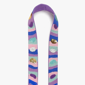 Export Quality Colorful Beaded Bag <b>Strap</b> Handmade Wide Shoulder <b>Strap</b> with Sequin Embroidery for Handbags & Crossbody Bags <b>Strap</b> - Product Image 1