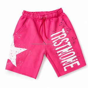Vintage Washed Shorts Men's Casual Shorts Faded Look 100% French Terry Shorts for Men with Long <b>String</b> - Product Image 4