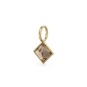Colgante de Cuarzo Ahumado de 5mm en Oro Amarillo Sólido de 14k con Engaste para Joyería / Piedra de Nacimiento de Junio / Gema Marrón con Corte Princesa - Product Image 5