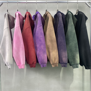 Sweat à capuche zippé personnalisé avec logo imprimé, en coton épais délavé à l'acide, 100% coton, écologique, respirant, avec poche surdimensionnée, unisexe - Product Image 2