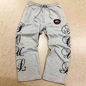 Men's Grey Graphic Hoodie Tracksuit <b>Set</b> Wide Leg Pants Custom Streetwear Embroidered Design <b>Matching</b> <b>Jogger</b> <b>Set</b> Manufacturer - Product Image 4