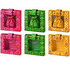 Sac de cadeaux design avec combo Potli et sac individuel pour cadeau de mariage, ensemble d'emballage pour cadeau de mariage Shagun, sac cadeau festif - Product Image 1
