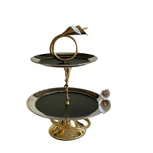 Soporte de Pastel de 2 Niveles de Metal Dorado de Diseño Moderno, Plato para Postres, para Chocolates y Dulces de Lujo, Bandeja para Servir en Eventos, Precio Bajo - Product Image 4