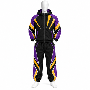 Survêtement de jogging en nylon avec fermeture éclair, logo personnalisé du fabricant, streetwear, coupe-vent, pour homme, en vente - Product Image 5