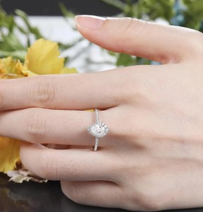 Pear Cut Moissanite Classic Gemstone <b>Ring</b> 925 Sterling <b>Silver</b> Engagement Teardrop <b>Solitaire</b> Dainty Minimalist Wedding Promise - Product Image 3