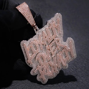 Collar de Moissanita con Colgante en Forma de Letra, Chapado en Oro Rosa de 18K sobre Plata Esterlina, Estilo Hip Hop con Diseño de Cubos de Hielo, para Streetwear - Product Image 1