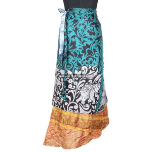 Nueva Falda Larga de Seda 100% Reversible Estilo Bohemio para Playa con Cintura Natural (38 Pulgadas) - Product Image 3