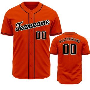 Camiseta de Béisbol Naranja de Manga Corta con Botones, Uniforme de Equipo Personalizado, Ligera, Transpirable, Deportiva - Product Image 1