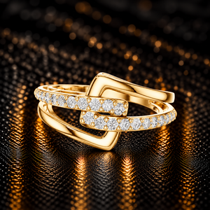 Round Cut Lab Grown Diamond 14K 18K Solid Gold <b>Row</b> Criss Cross Pave set Band 0.35CT DEF VVS Classic Wedding Ring ODM Wholesale - Product Image 1
