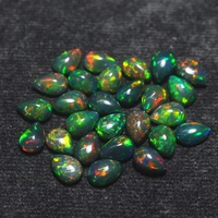 Opale noire éthiopienne naturelle, taille poire, cabochon, pierre d'opale de feu multicolore pour la fabrication de bijoux, vente en gros HASNAIN