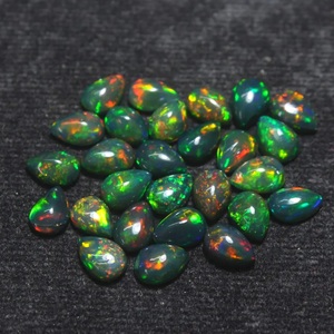 Opale noire éthiopienne naturelle, taille poire, cabochon, pierre d'opale de feu multicolore pour la fabrication de bijoux, vente en gros HASNAIN - Product Image 1