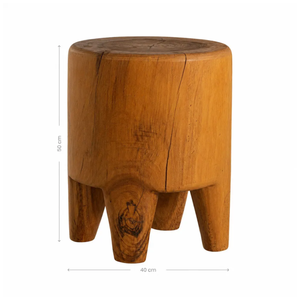 <b>Rustic</b> Organic <b>Side</b> <b>Table</b> Solid Suar Wood Sculptural Round Accent <b>Table</b> Natural Wood Grain Finish Living Room Bedroom - Product Image 3