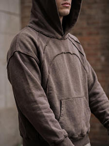 Sweat à capuche vintage pour homme, coupe oversize, effet délavé, avec panneaux à bords bruts, style streetwear, en molleton épais - Product Image 5
