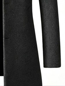 <b>Men's</b> Single Breasted Wool <b>Overcoat</b> Notched Lapel Long Thick Slim Fit <b>Black</b> Trench Outerwear Regular Sleeve Woven Fabric - Product Image 2
