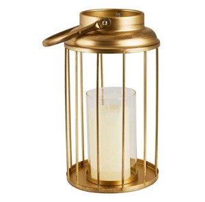 Shiny <b>Gold</b> Finished Metal <b>Lantern</b> Rectangle Shape <b>Lantern</b> with Handle Candle <b>Lanterns</b> for Outdoor & Home Decoration - Product Image 3