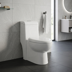WC monobloc moderne en céramique à double chasse, à sortie verticale (S-Trap) ou horizontale (P-Trap), pour projets en pays du Golfe - Product Image 2