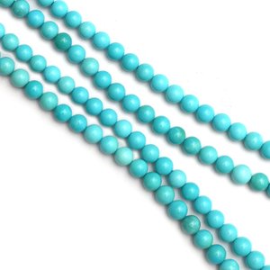 Perles rondes lisses en turquoise Sleeping Beauty Arizona 6-8mm, pierres précieuses naturelles en vrac pour la fabrication de bijoux, fournitures en gros - Product Image 6