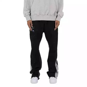 Jogging décontracté ample en molleton pour homme avec tissu en toile, couleur unie, coupe évasée, logo personnalisé - 100% coton, prix abordable - Product Image 1