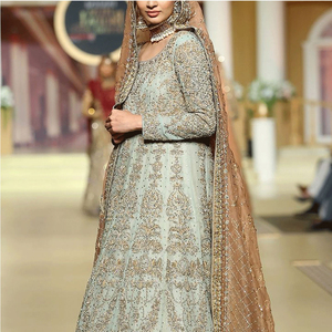 ชุดเจ้าสาวสไตล์ปากีสถานอินเดีย ชุดงานเลี้ยง ชุดแต่งงาน ชุดลำลองสำหรับผู้หญิง คอลเลคชั่นใหม่ กระดุมติดเรียบๆ ความยาวระดับเข่า ทรงเอไลน์ - Product Image 5