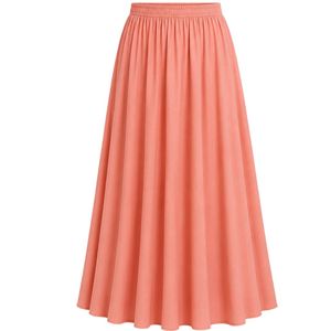 Ensemble chemisier et jupe longue brodés pour femme, bleu acier et pêche, manches longues, boutonnage, taille haute, tenue modeste deux pièces OEM - Product Image 4