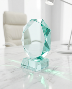 เหรียญอะคริลิคคริสตัลสีเขียวแบบกลมสำหรับเป็นของขวัญแผ่นโลหะตัวอย่าง - Product Image 1