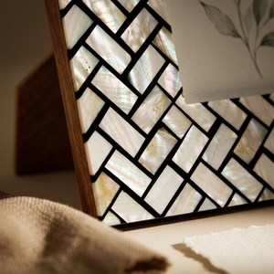 HANDICRAFTS ZONE HCZ-44 Elegant Mother Pearl Inlay Wood Hand Carved Lightweight Full Color Decorative Vertical Wall <b>Mount</b> <b>Frame</b> - Product Image 6